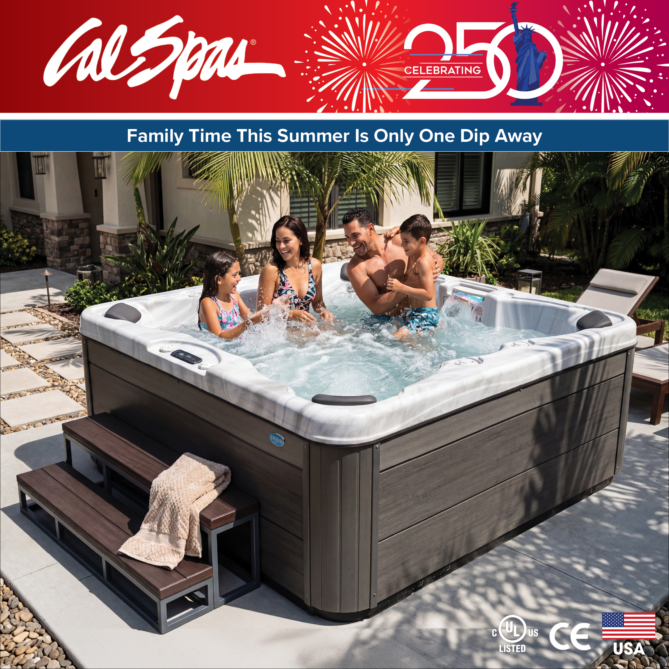Calspas hot tub being used in a family setting - Yucaipa